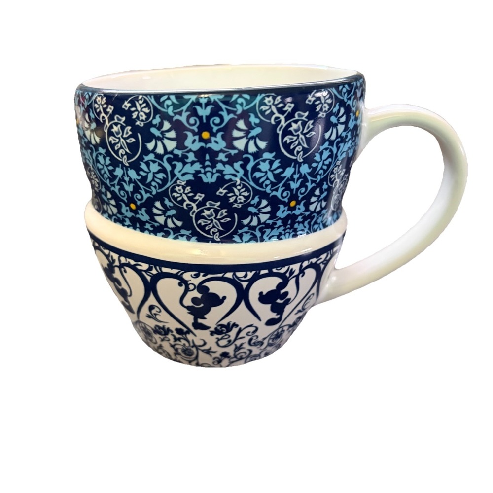 Disney Parks Mickey Mouse Indigo Blues Drink Me Stacked 10oz Tea Cup/Coffee Mug